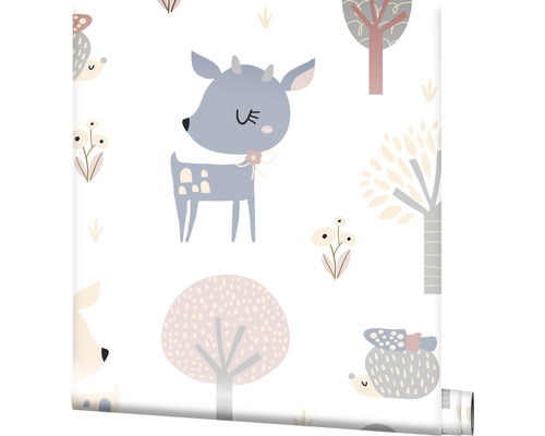 Papier peint avec des motifs d''animaux et de forêt pour chambre d''enfant