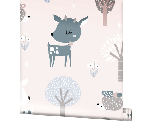 Papier peint avec motif d''animaux de la forêt