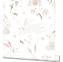 Rouleau de papier peint avec motif de lapins et de fleurs