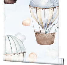 Rouleau de papier peint avec illustrations de montgolfières et de dinosaures