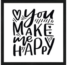 Gerahmtes Wandbild mit dem Schriftzug You Make Me Happy