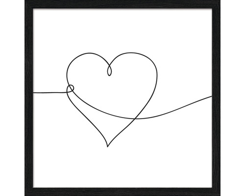 Tableau encadré Line Art Heart 33x33 cm