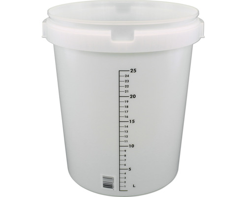 Seau en plastique avec couvercle et indicateur de niveau de remplissage jusqu''à 25 litres