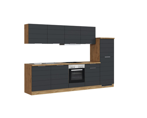 Cuisine équipée avec éléments hauts et bas et four intégré