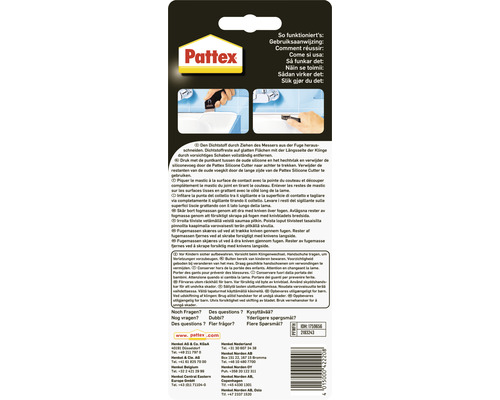 Emballage du dissolvant silicone Pattex avec instructions d''utilisation