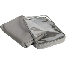 Sac de rangement en textile gris avec fermeture éclair et fenêtre transparente
