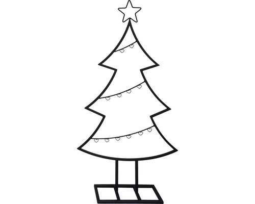 Silhouette de sapin de Noël avec étoile et lumières comme graphique de contour