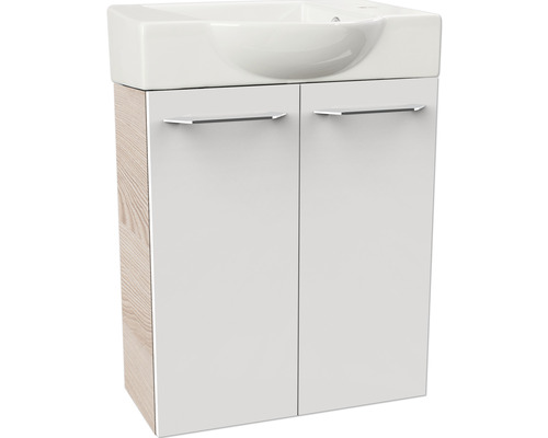 Waschtischunterschrank FACKELMANN Small Bathroom Collection alaska-esche/weiss hochglanz BxHxT 52x60x24,3 cm