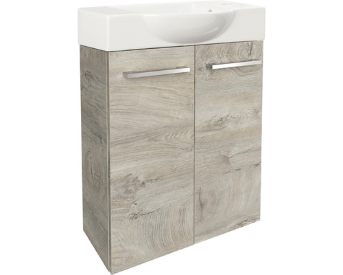 Meuble sous-lavabo avec deux portes et lavabo à poser