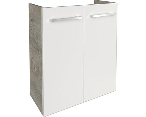 Meuble sous-vasque FACKELMANN Small Bathroom Collection nature oak/blanc à haute brillance BxHxT 52x60x24,3 cm