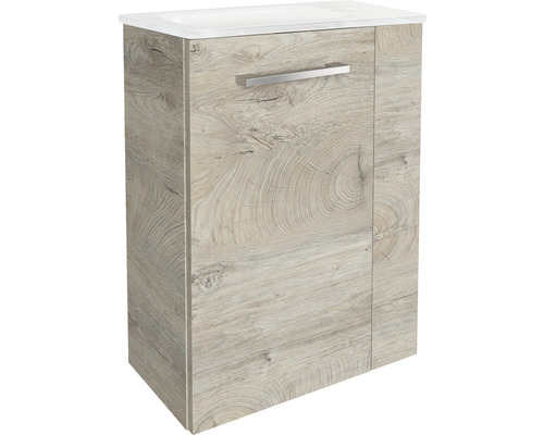 Meuble sous-lavabo avec motif bois et poignée