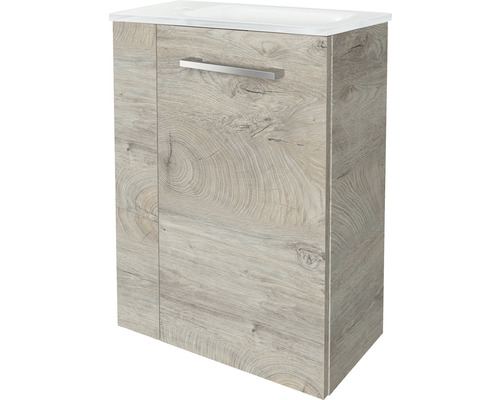 Meuble sous-lavabo avec un tiroir et une porte au design bois