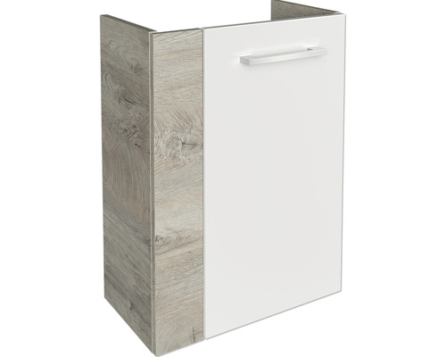 Waschtischunterschrank FACKELMANN Small Bathroom Collection nature-oak/weiss hochglanz BxHxT 44x60x24,3 cm rechts