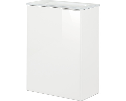 Weißer Waschtischunterschrank mit Waschbecken