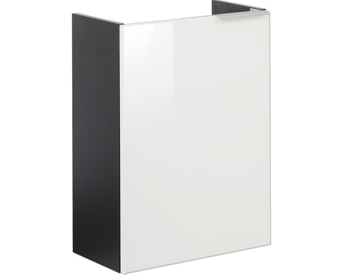 Waschtischunterschrank FACKELMANN Small Bathroom Collection anthrazit/Glas weiss BxHxT 44x60x24,3 cm links