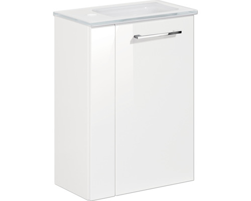 Waschtischunterschrank FACKELMANN Small Bathroom Collection weiss/weiss hochglanz BxHxT 44x60x24,3 cm rechts