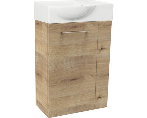 Meuble sous-vasque FACKELMANN Small Bathroom Collection chêne noueux BxHxT 44x60x24,3 cm à gauche