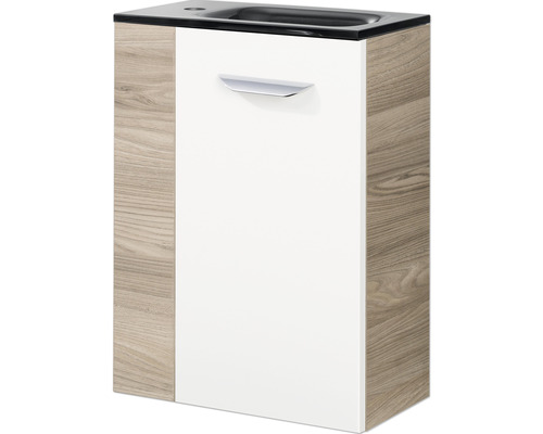 Waschtischunterschrank mit Waschbecken, einer Tür und Griff