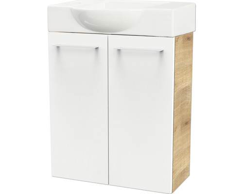 Waschtischunterschrank FACKELMANN Small Bathroom Collection ast-eiche/weiss hochglanz BxHxT 52x60x24,3 cm