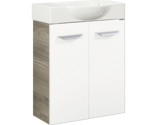 Meuble sous-lavabo avec deux portes et aspect bois