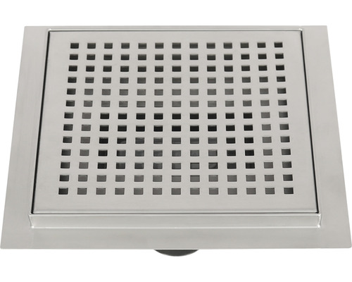 Bonde de sol carrée en acier inoxydable avec motif perforé carré.