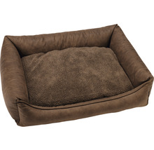 Rechteckiges Hundebett aus Kunstleder mit Kuschelkissen