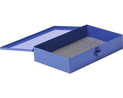 Boîte à outils en acier ouverte avec insert en mousse