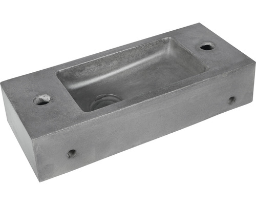 Rechteckiges Beton Waschbecken mit Abfluss und Bohrlöchern zur Montage