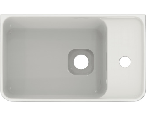 Keramikspüle mit Abtropffläche und Hahnloch