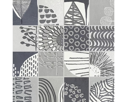 Mosaïque céramique NAIROBI gris LxLxS 30x30x0.76 cm Motif de carreaux avec motifs floraux et conceptions abstraites