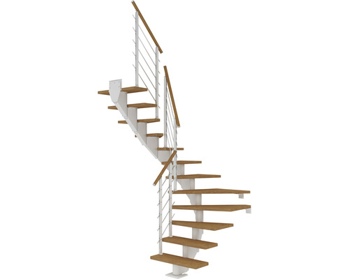 Pertura Mittelholmtreppe Alena weiss 75 cm Relinggeländer Eiche Geölt 14 Stück Stufen - 15 Steigungen Pertura Mittelholmtreppe Alena weiss 75 cm Relinggeländer Eiche Geölt 14 Stück Stufen - 15 Steigungen