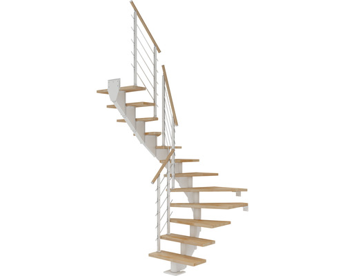 Pertura Mittelholmtreppe Alena weiss 85 cm Relinggeländer Buche Leimholz Geölt 12 Stück Stufen - 13 Steigungen Pertura Mittelholmtreppe Alena weiss 85 cm Relinggeländer Buche Leimholz Geölt 12 Stück Stufen - 13 Steigungen