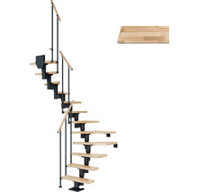 Escalier gain de place en bois et métal avec rampe
