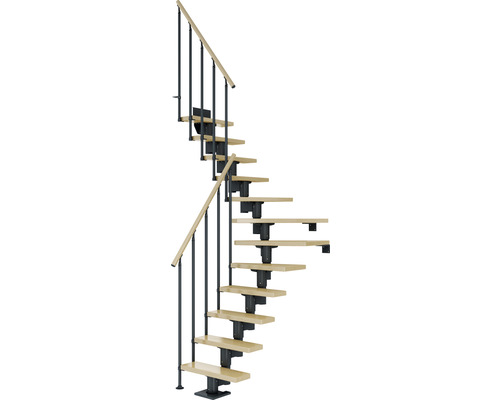 Pertura Mittelholmtreppe Spiros anthrazit 75 cm Stabgeländer Ahorn Leimholz Lackiert 12 Stück Stufen - 13 Steigungen Pertura Mittelholmtreppe Spiros anthrazit 75 cm Stabgeländer Ahorn Leimholz Lackiert 12 Stück Stufen - 13 Steigungen