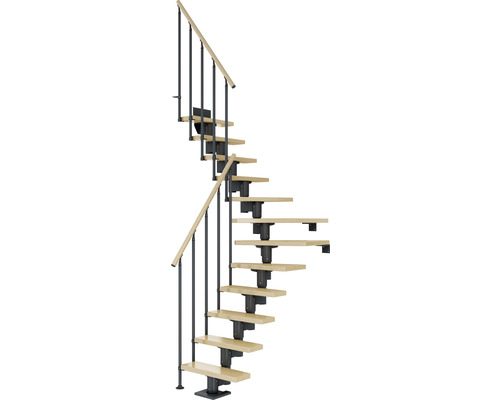Pertura Mittelholmtreppe Spiros anthrazit 75 cm Stabgeländer Ahorn Leimholz Lackiert 13 Stück Stufen - 14 Steigungen Pertura Mittelholmtreppe Spiros anthrazit 75 cm Stabgeländer Ahorn Leimholz Lackiert 13 Stück Stufen - 14 Steigungen