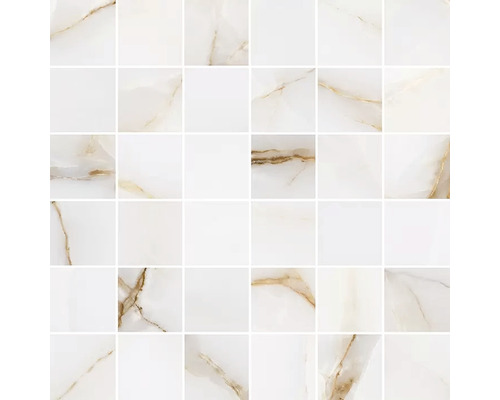 Feinsteinzeugmosaik Topaz Gold 30x30 cm marmor weiss Mosaikfliese aus Marmor