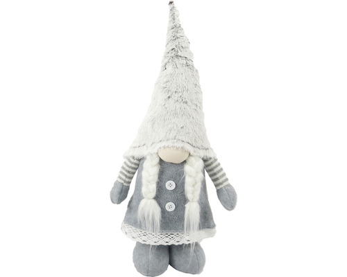 Deko Wichtel Santa Mädchen 7x20x54 cm weiss/grau