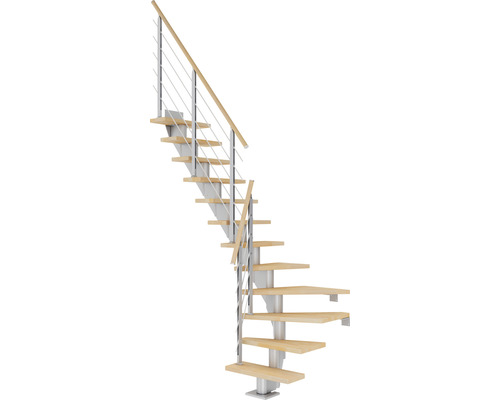 Pertura Mittelholmtreppe Malva perlgrau 65 cm Buche Leimholz Geölt 13 Stück Stufen - 14 Steigungen