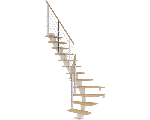 Pertura Mittelholmtreppe Malva weiss 65 cm Buche Leimholz Geölt 11 Stück Stufen - 12 Steigungen