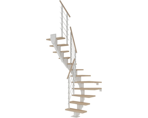 Pertura Mittelholmtreppe Malva weiss 65 cm Eiche Geölt 11 Stück Stufen - 12 Steigungen