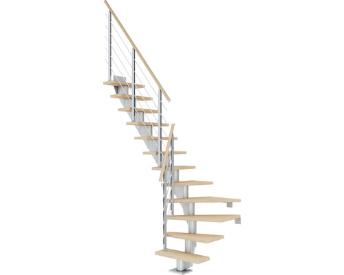 Pertura Mittelholmtreppe Malva perlgrau 75 cm Eiche Geölt 11 Stück Stufen - 12 Steigungen