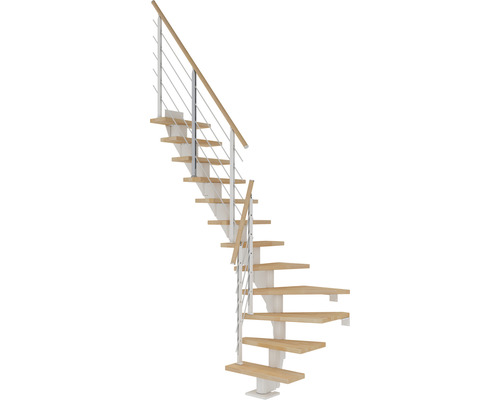 Pertura Mittelholmtreppe Malva weiss 75 cm Buche Leimholz Geölt 12 Stück Stufen - 13 Steigungen