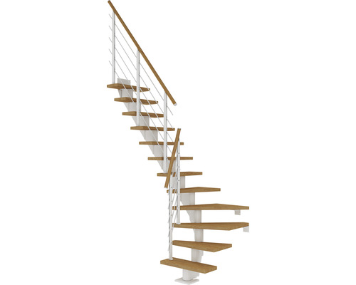 Pertura Mittelholmtreppe Malva weiss 1/4 gewendelt unten links/rechts 75 cm Stabgeländer Eiche Geölt 12 Stück Stufen - 13 Steigungen Pertura Mittelholmtreppe Malva weiss 1/4 gewendelt unten links/rechts 75 cm Stabgeländer Eiche Geölt 12 Stück Stufen - 13 Steigungen