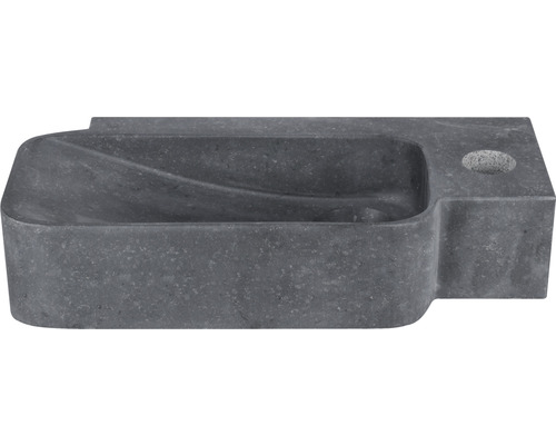 Grauer Aufsatzwaschtisch aus Stein mit Ablagefläche