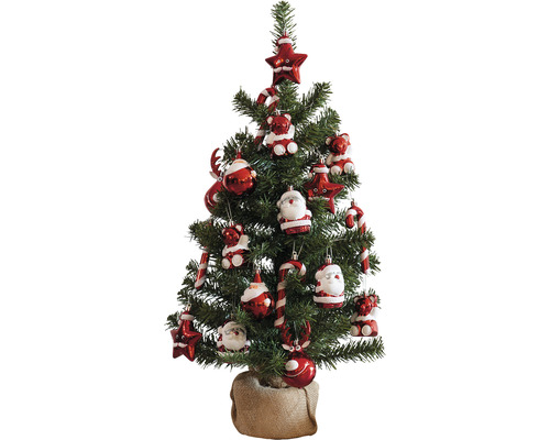 künstlicher Weihnachtsbaum Tannenbaum Lafiora Colorado mit Ornament H 75 cm grün inkl. Baumschmuck rot