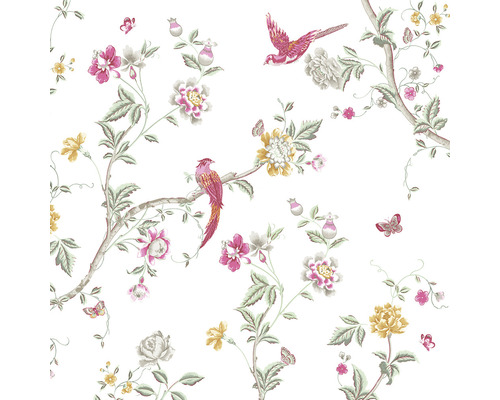 Papier peint panoramique intissé 115274 Laura Ashley Summer 6 pces 300 x 280 cm Papier peint avec fleurs, oiseaux et papillons