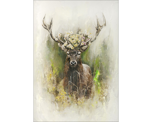 Tableau sur toile Original Deer With Flowers 70x100 cm