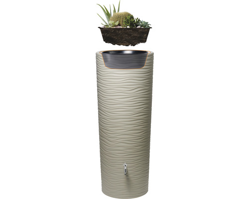 Récupérateur d''eau de pluie avec insert de plantation et robinet