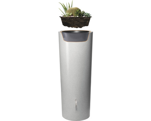 Regentonne mit Pflanzschale und Wasserhahn