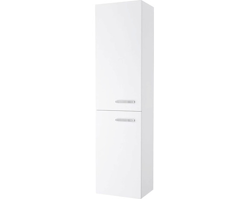 Armoire haute RAVAK Chrome gauche lxhxp 39x150x29 cm blanc haute brillance Armoire haute de salle de bain blanche avec deux portes et poignées